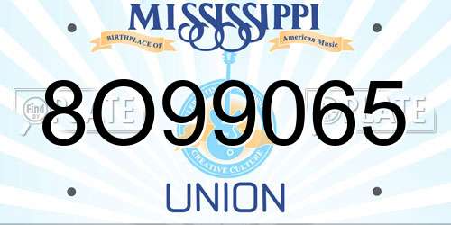 8O99065 Mississippi License Plate