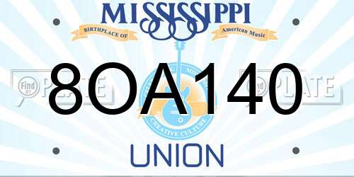 8OA140 Mississippi License Plate