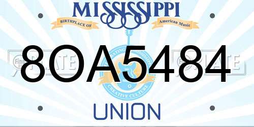 8OA5484 Mississippi License Plate