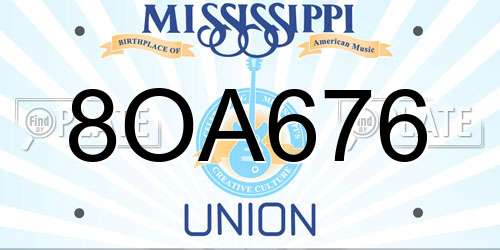 8OA676 Mississippi License Plate