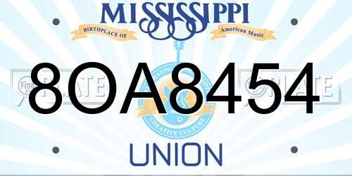 8OA8454 Mississippi License Plate