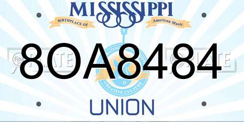 8OA8484 Mississippi License Plate