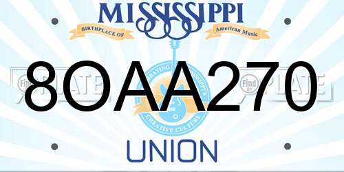 8OAA270 Mississippi License Plate
