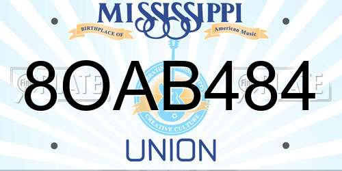 8OAB484 Mississippi License Plate