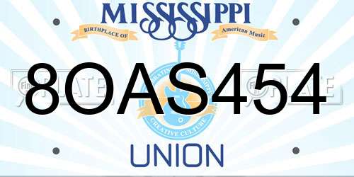 8OAS454 Mississippi License Plate