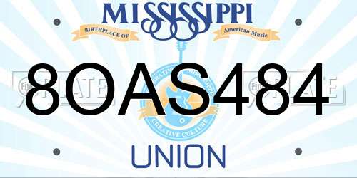 8OAS484 Mississippi License Plate
