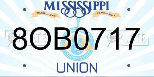 8OB0717 Mississippi License Plate