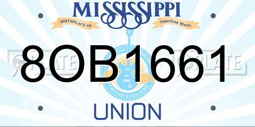 8OB1661 Mississippi License Plate