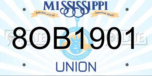 8OB1901 Mississippi License Plate