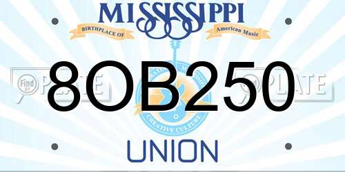 8OB250 Mississippi License Plate