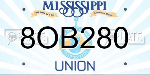 8OB280 Mississippi License Plate