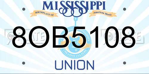 8OB5108 Mississippi License Plate