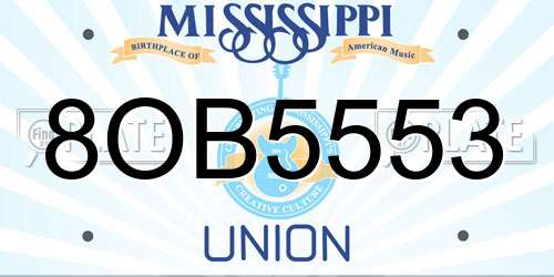 8OB5553 Mississippi License Plate