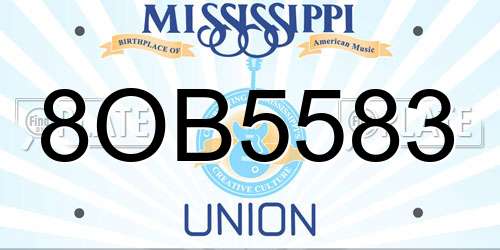 8OB5583 Mississippi License Plate