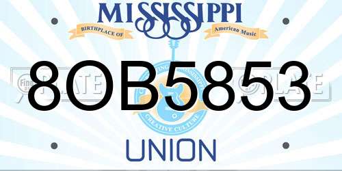 8OB5853 Mississippi License Plate