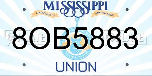 8OB5883 Mississippi License Plate