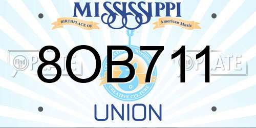8OB711 Mississippi License Plate