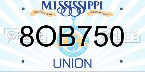 8OB750 Mississippi License Plate