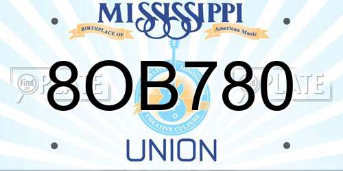 8OB780 Mississippi License Plate