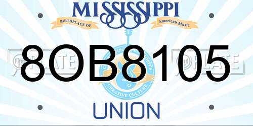 8OB8105 Mississippi License Plate