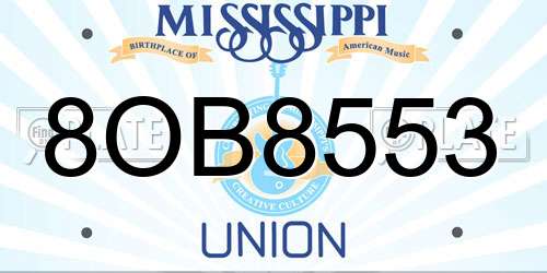 8OB8553 Mississippi License Plate