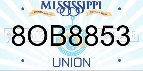 8OB8853 Mississippi License Plate