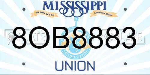 8OB8883 Mississippi License Plate