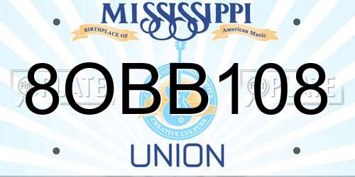 8OBB108 Mississippi License Plate