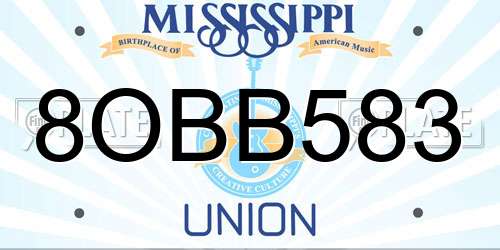 8OBB583 Mississippi License Plate