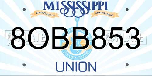 8OBB853 Mississippi License Plate