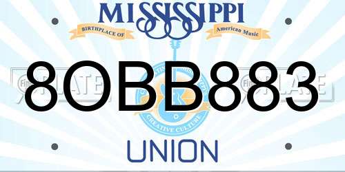 8OBB883 Mississippi License Plate
