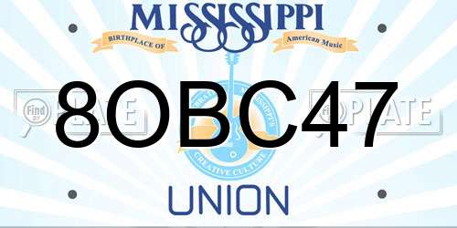 8OBC47 Mississippi License Plate