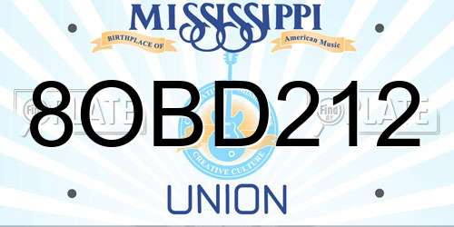 8OBD212 Mississippi License Plate
