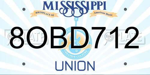 8OBD712 Mississippi License Plate