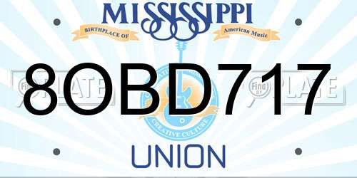 8OBD717 Mississippi License Plate