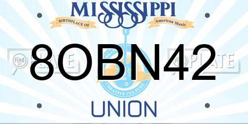 8OBN42 Mississippi License Plate