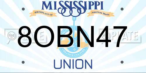 8OBN47 Mississippi License Plate