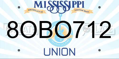 8OBO712 Mississippi License Plate