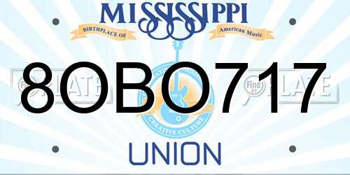 8OBO717 Mississippi License Plate
