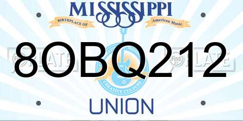 8OBQ212 Mississippi License Plate