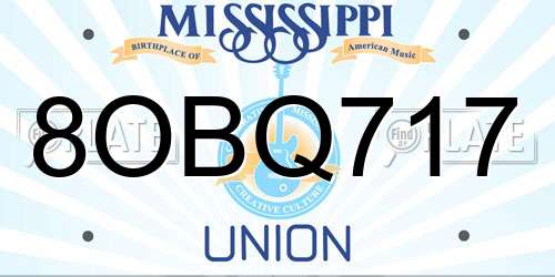 8OBQ717 Mississippi License Plate