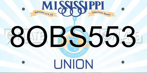 8OBS553 Mississippi License Plate