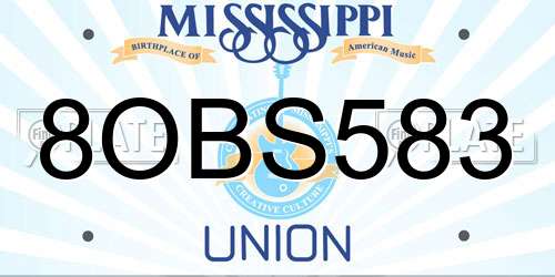 8OBS583 Mississippi License Plate