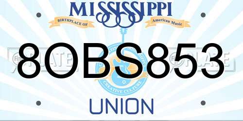 8OBS853 Mississippi License Plate