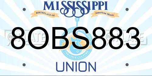 8OBS883 Mississippi License Plate