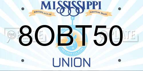 8OBT50 Mississippi License Plate