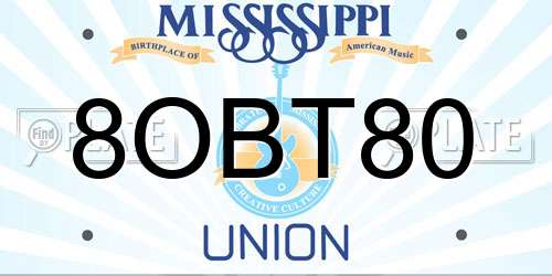 8OBT80 Mississippi License Plate