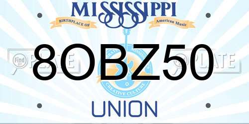 8OBZ50 Mississippi License Plate