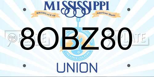 8OBZ80 Mississippi License Plate