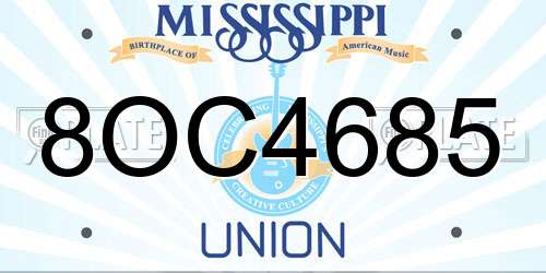 8OC4685 Mississippi License Plate